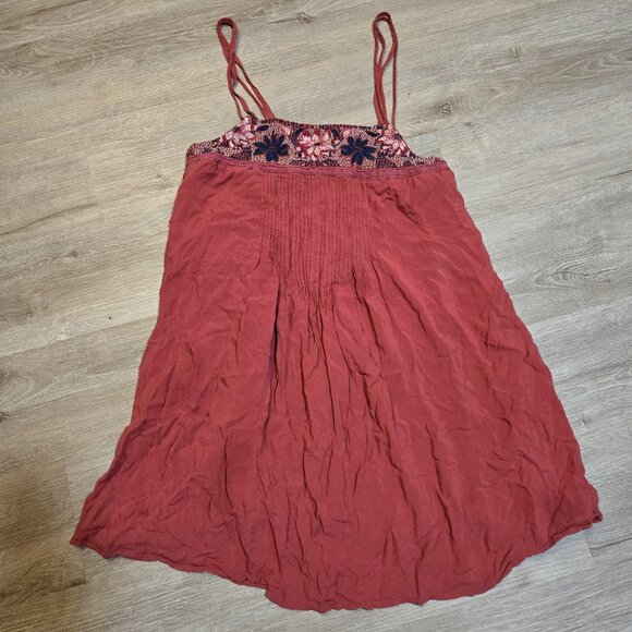 American Eagle Outfitters Tops - American Eagle Salmon Blue Embroidered Sleeveless Tunic Top Dress Women's Small